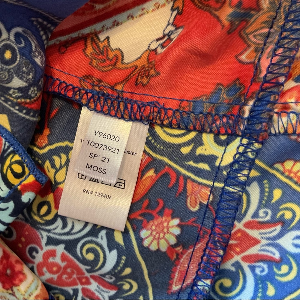 Venus Wrap Satin Blouse Print Cold Shoulder Peplum New Colorful Women’s Size 8 M - Picture 10 of 11